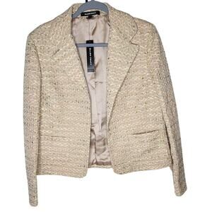 Ellen Tracy Open Front Blazer, Oyster, Size 12, NWT